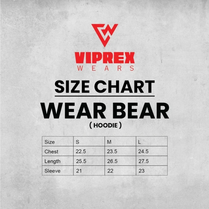 Hoddie _1 Size Guide for VIPREX WEARS hoodies