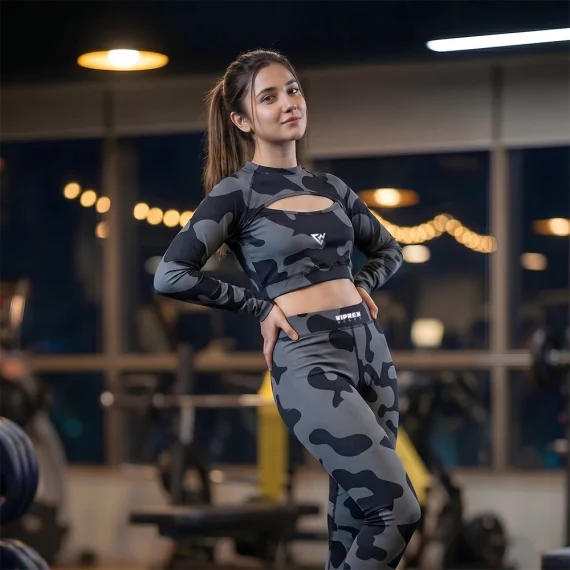 Women's premium camouflage gym wear Pakistan activewear set