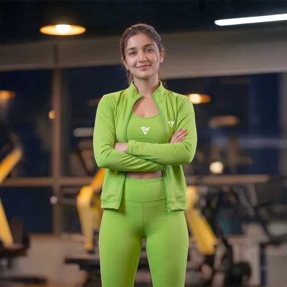 Women's green activewear set Pakistan for fitness training and gym workouts